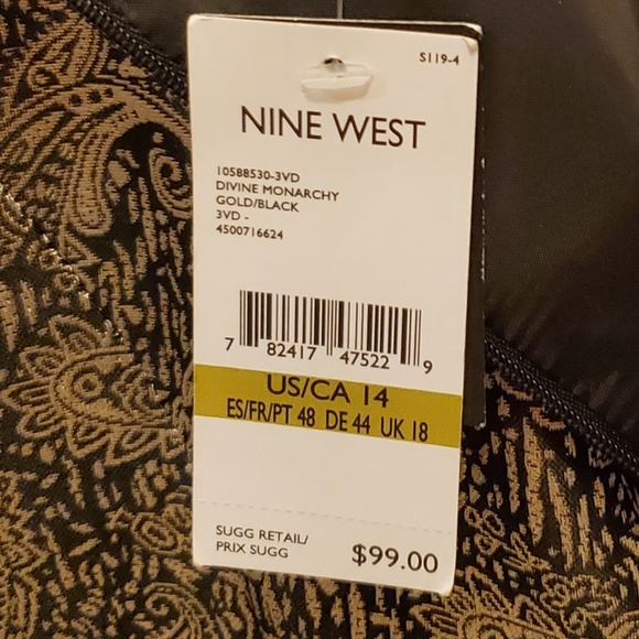 Nine West Fit and Flare Cocktail Dress (Semi-formal), Black & Gold, Size 14 - Picture 9 of 11